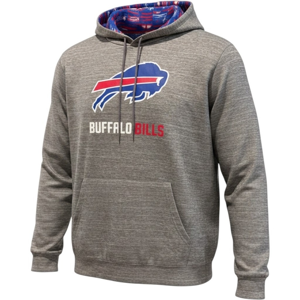 Zubaz Buffalo Bills NFL Team Apparel Hoodie Gray Space Dye Zebra Lining Mens XL